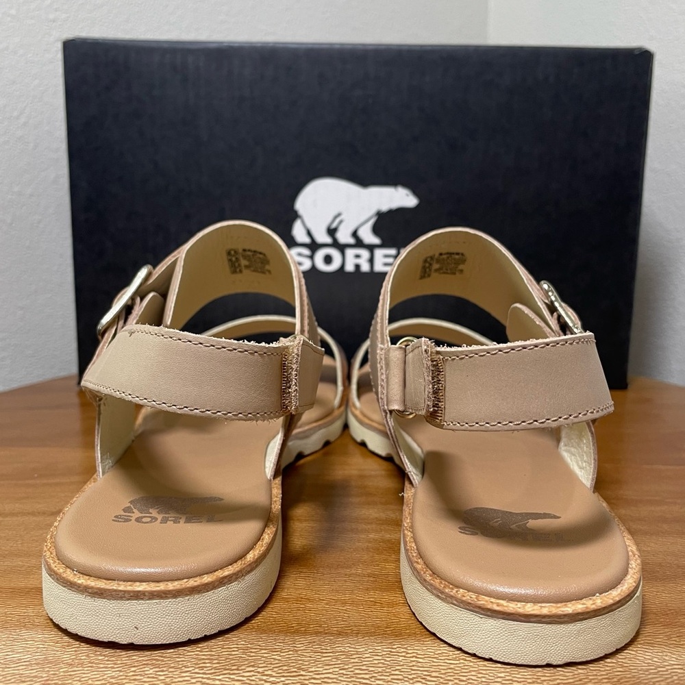New in Box SOREL Ella III Slingback Sandal Honest Beige/Honey White Size 8.5 - Picture 5 of 14